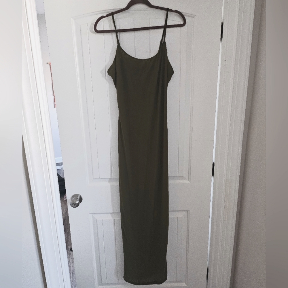 NWOT Tiger mist semi sheer army green maxi dress